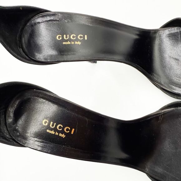 Gucci Black Leather Ursula Horsebit Ankle Cuff Pointed Toe Sandals 11.5 - Picture 8 of 12